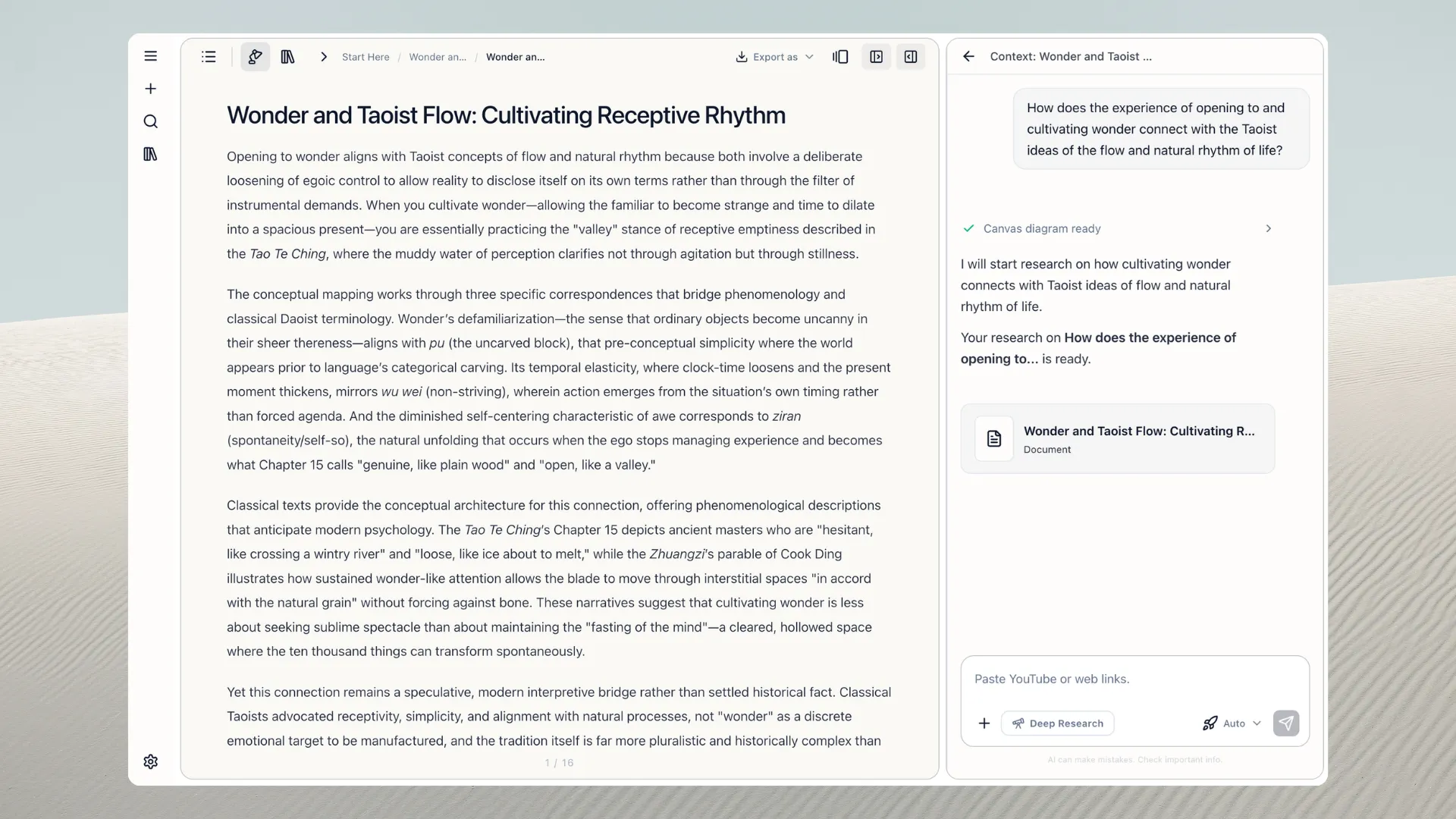 Deep research with citations